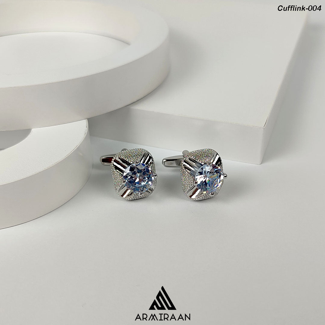 Silver Plated Zircon Stone Cufflinks