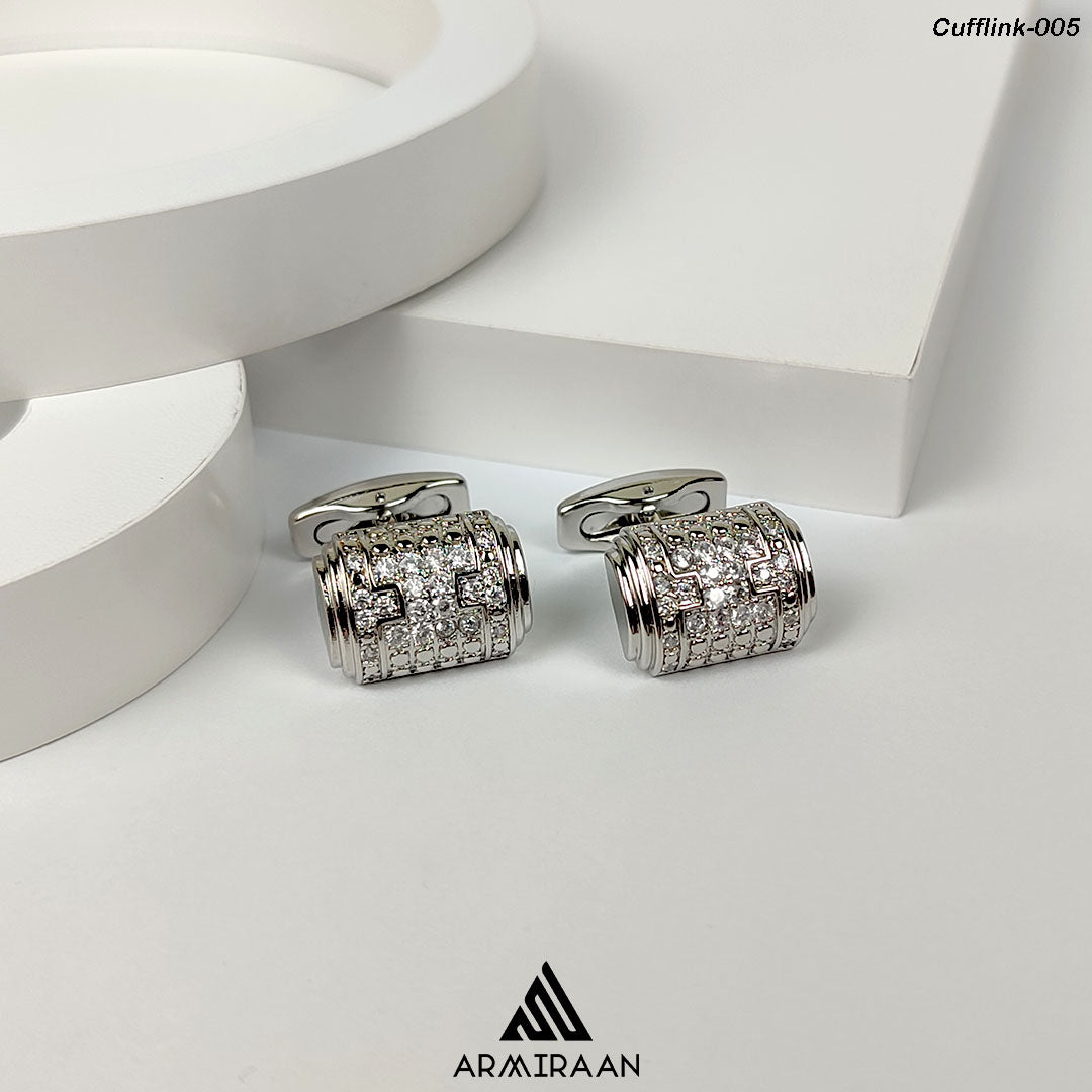 Silver Zircon Stone Cufflinks