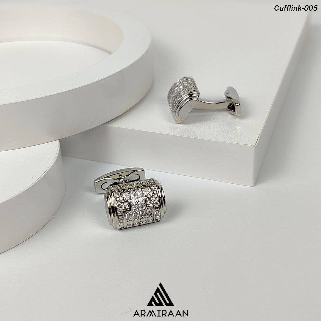 Silver Zircon Stone Cufflinks