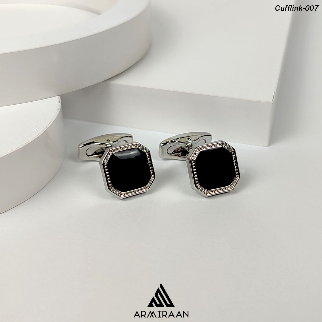 Silver & Black Textured Cufflinks