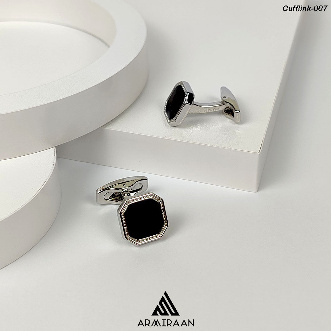 Silver & Black Textured Cufflinks