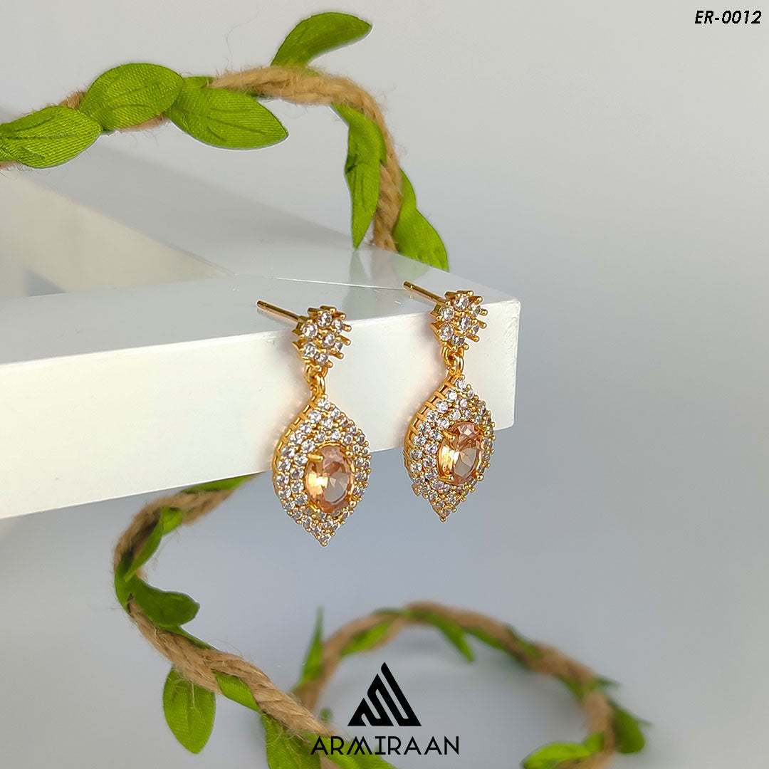 Champagne & White Zircon Stone Earrings