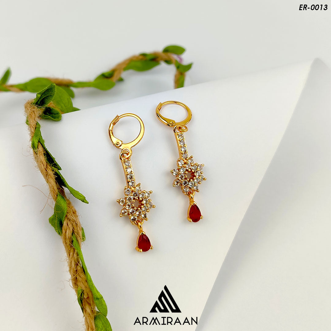 Red & White Zircon Stone Earrings