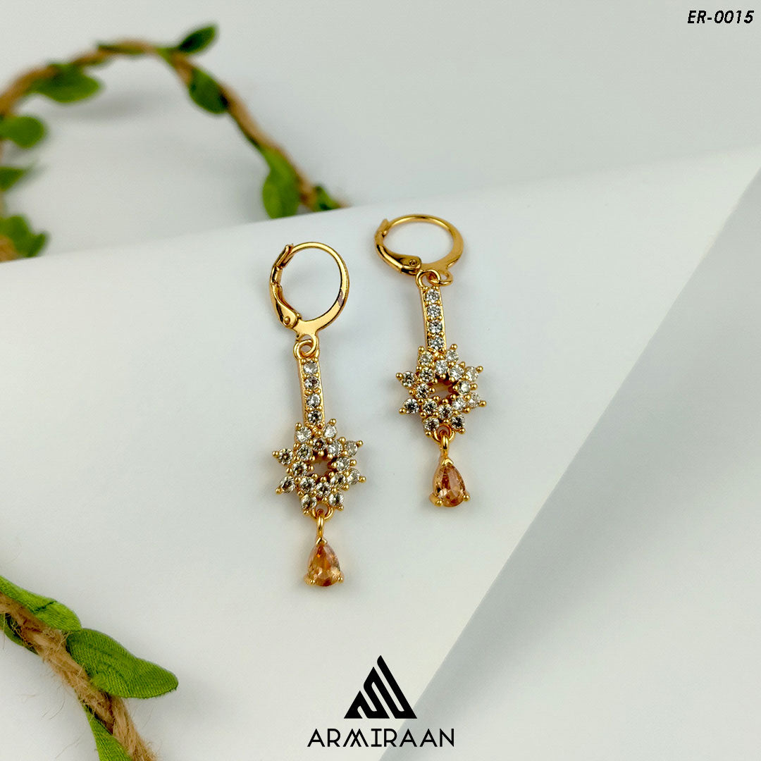 Champagne & White Zircon Stone Earrings