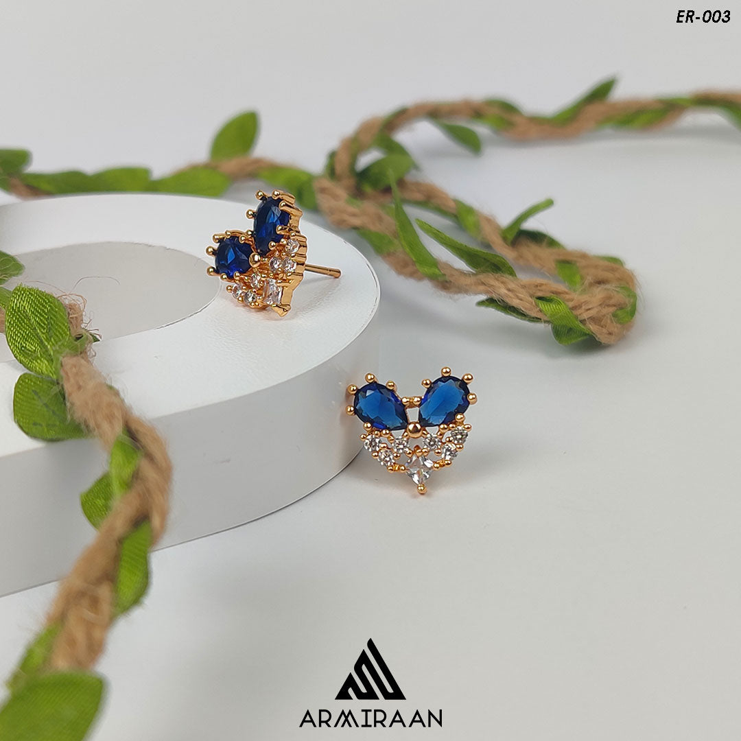 Navy & White Zircon Studs