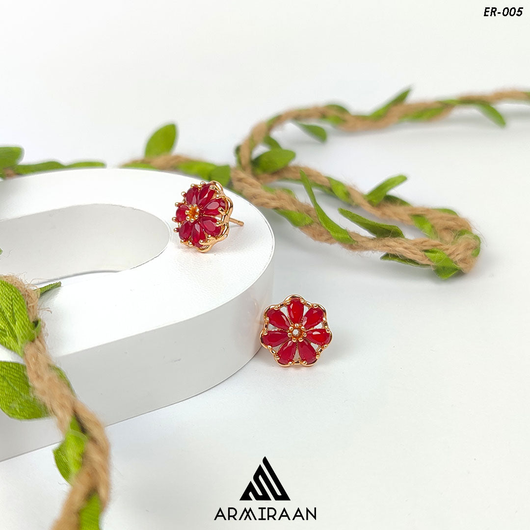 Red Zircon Stone Studs