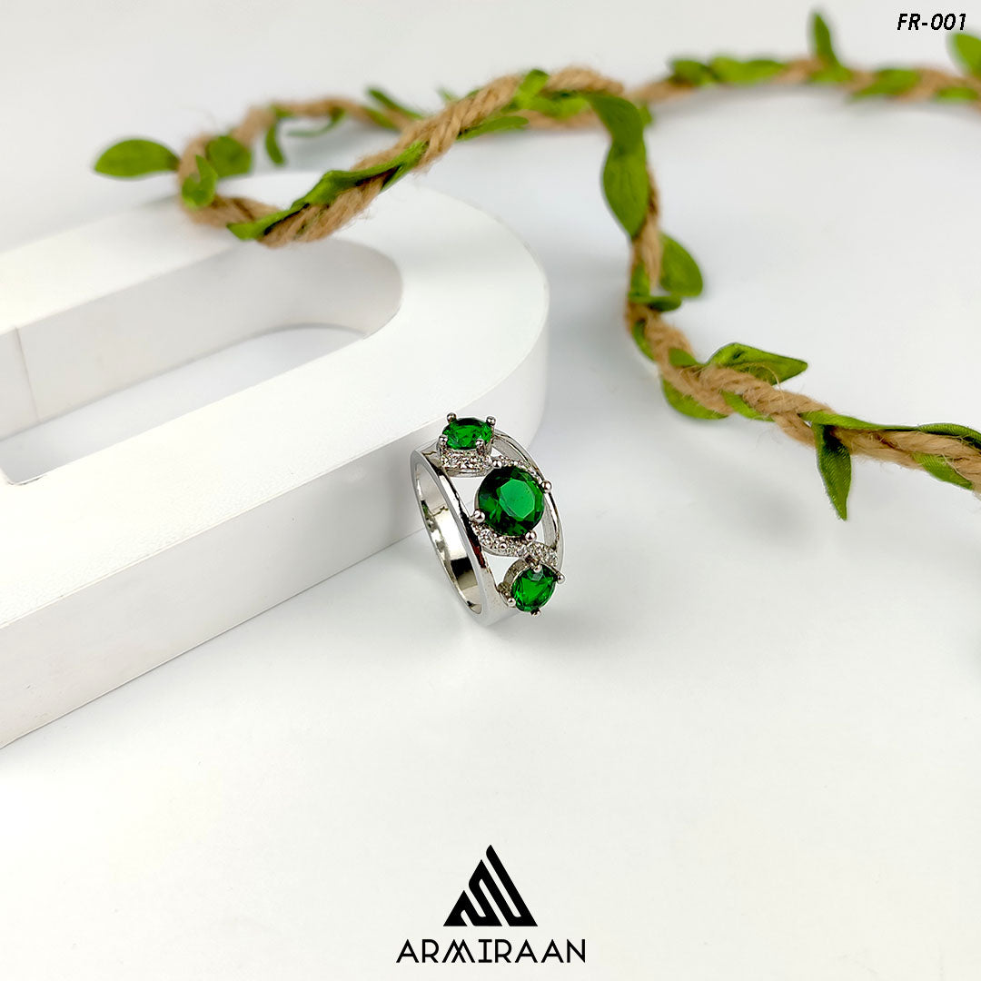 Exclusive Green & White Zircon Stone Ring