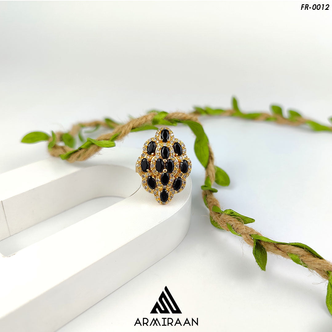 Black & White Zircon Stone Adjustable Finger Ring