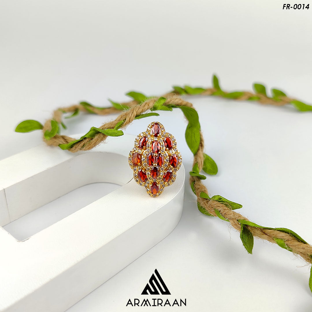 Brown & White Zircon Stone Adjustable Finger Ring