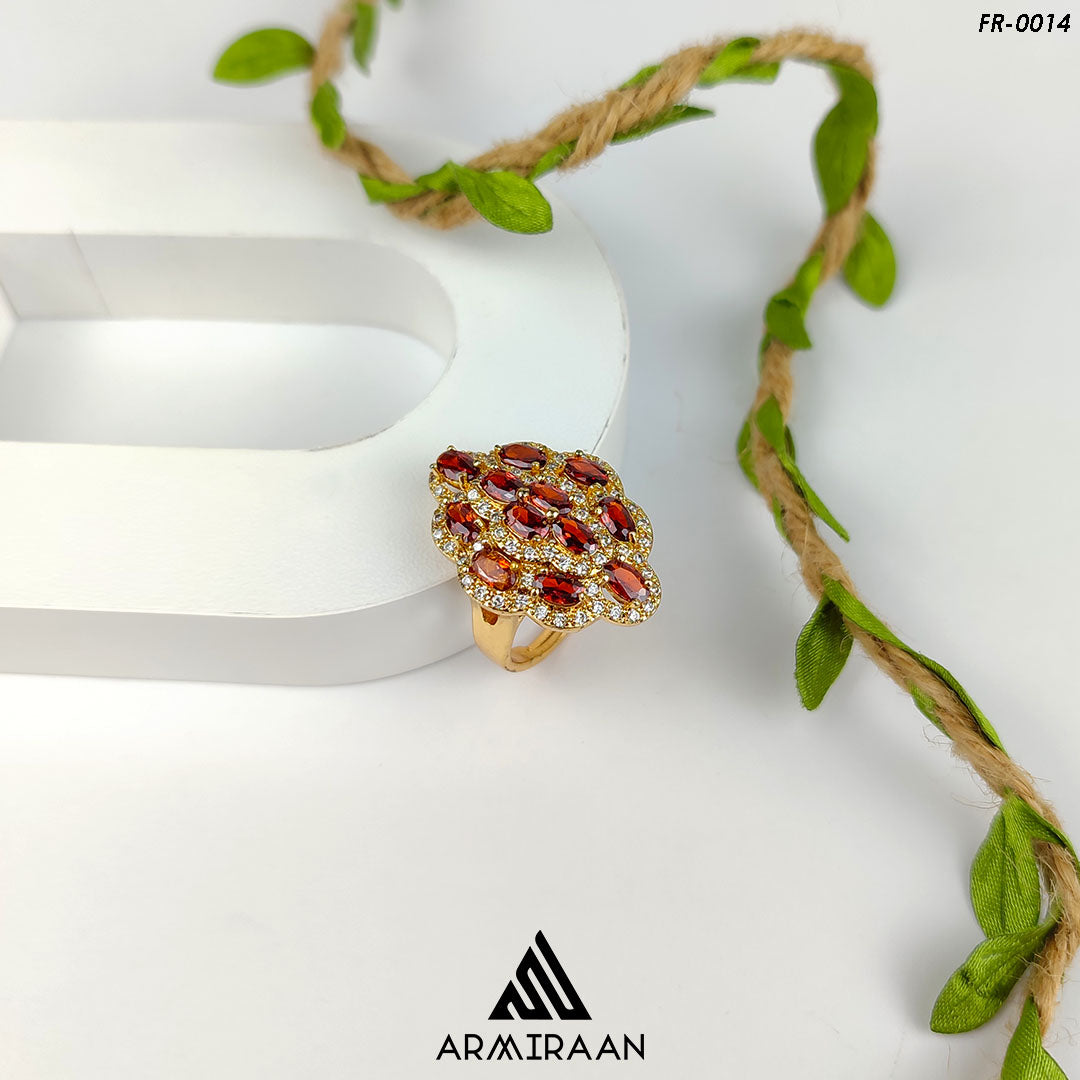 Brown & White Zircon Stone Adjustable Finger Ring