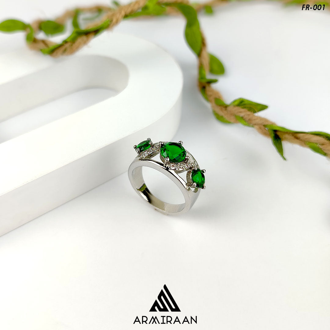 Exclusive Green & White Zircon Stone Ring