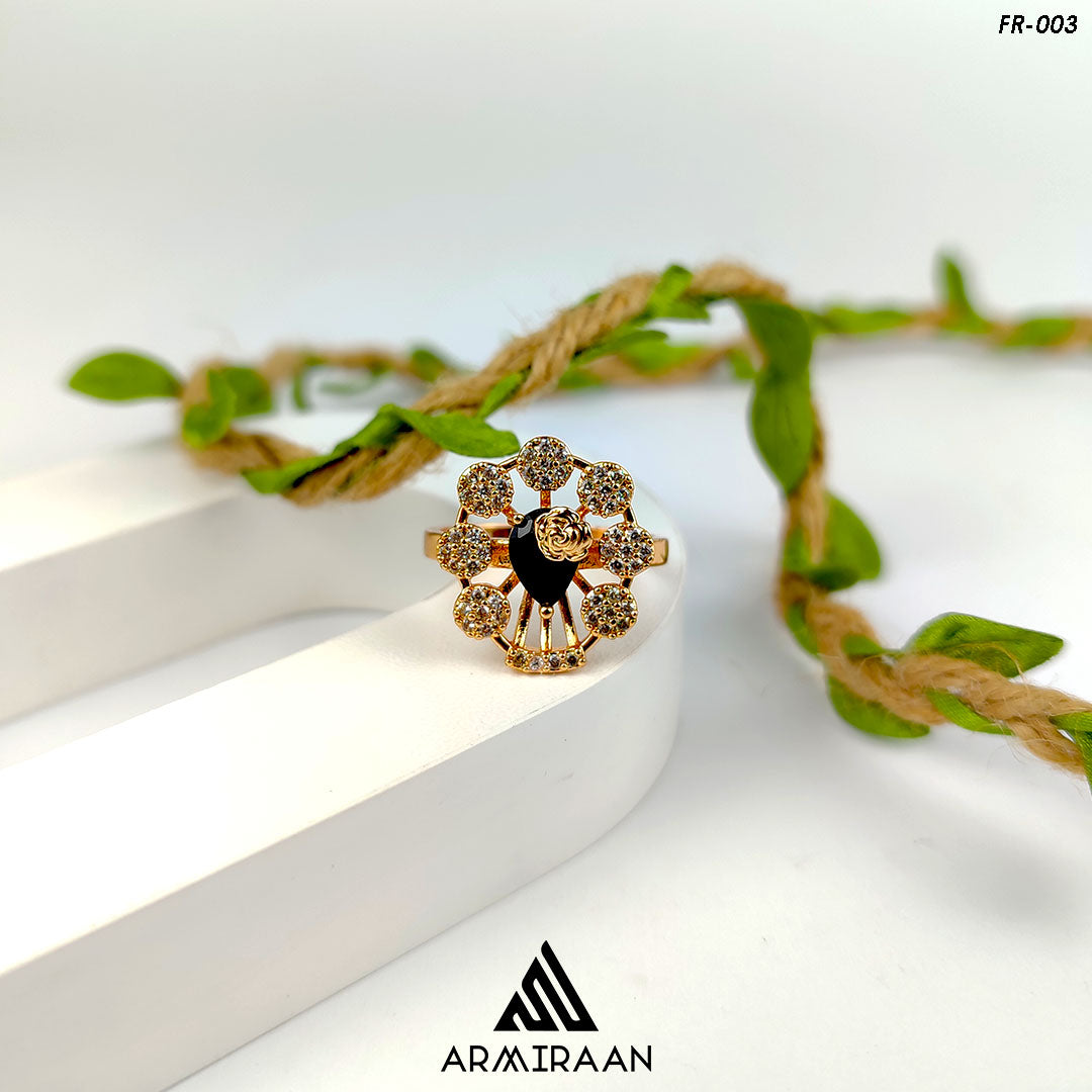 Black & White Zircon Stone Adjustable Finger Ring