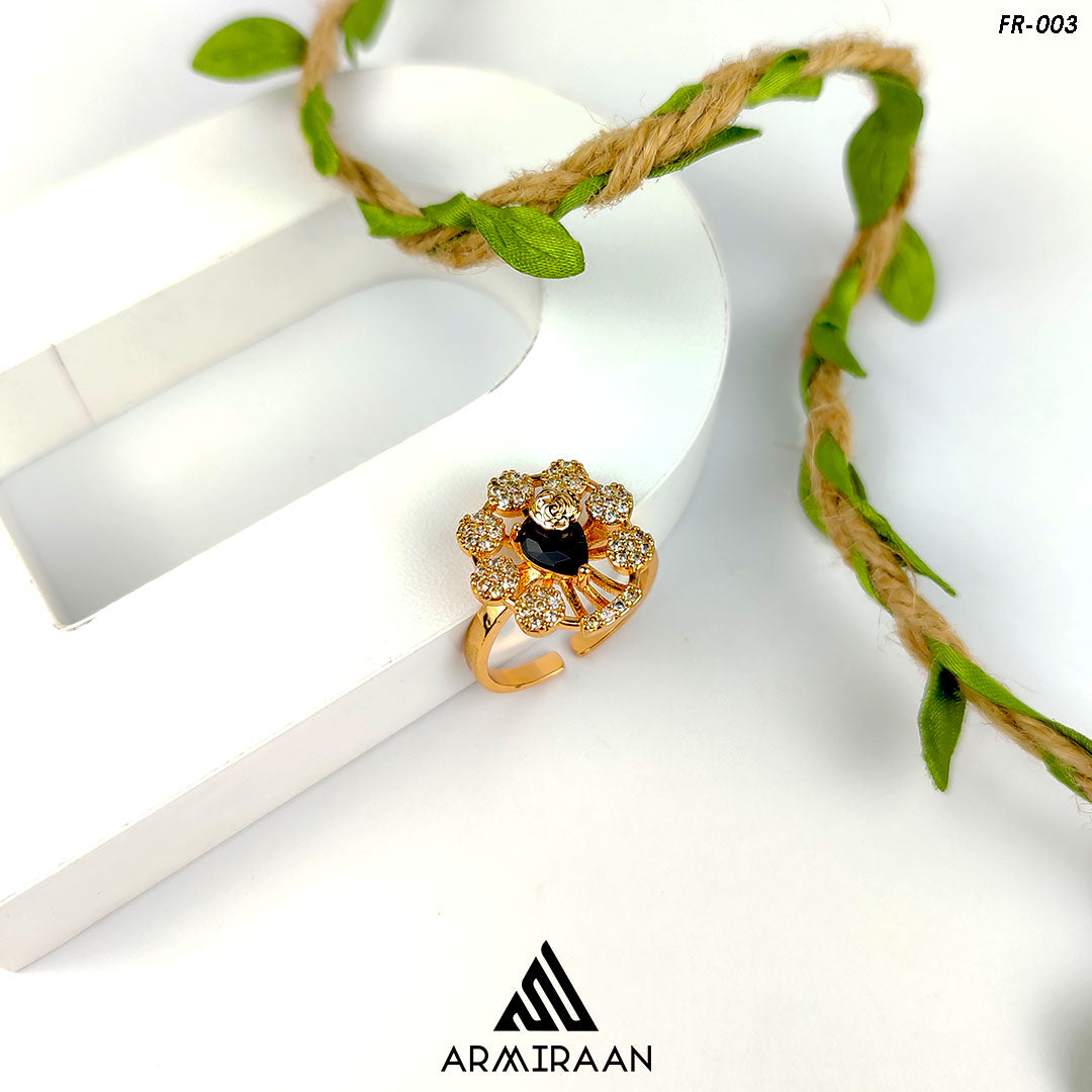 Black & White Zircon Stone Adjustable Finger Ring