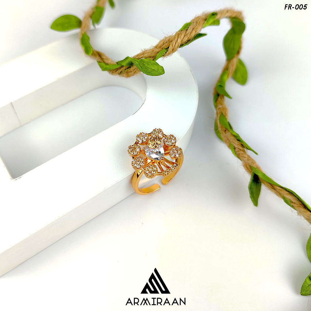 White Zircon Stone Adjustable Finger Ring