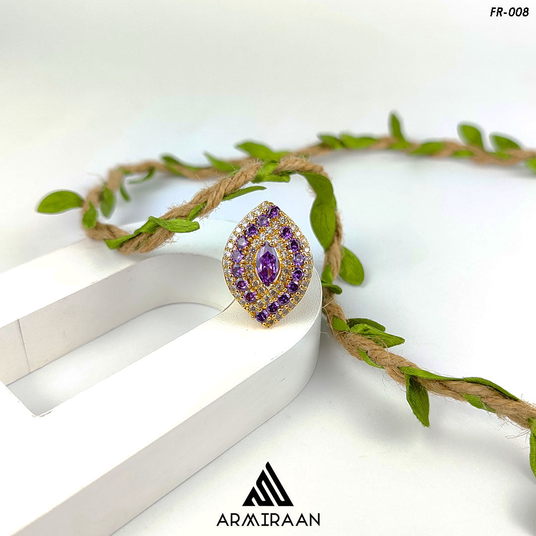 Purple & White Zircon Stone Adjustable Finger Ring