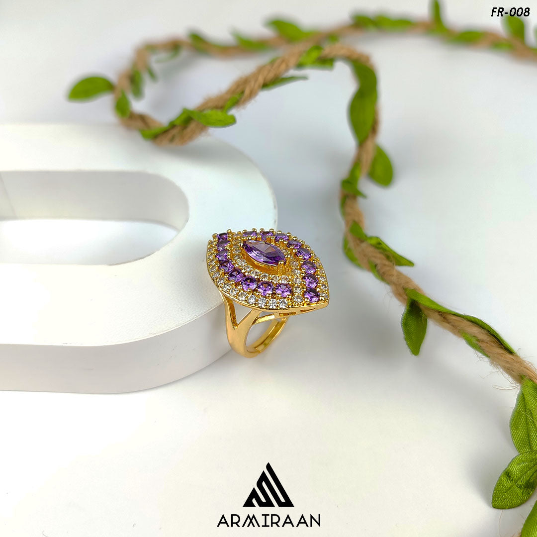 Purple & White Zircon Stone Adjustable Finger Ring