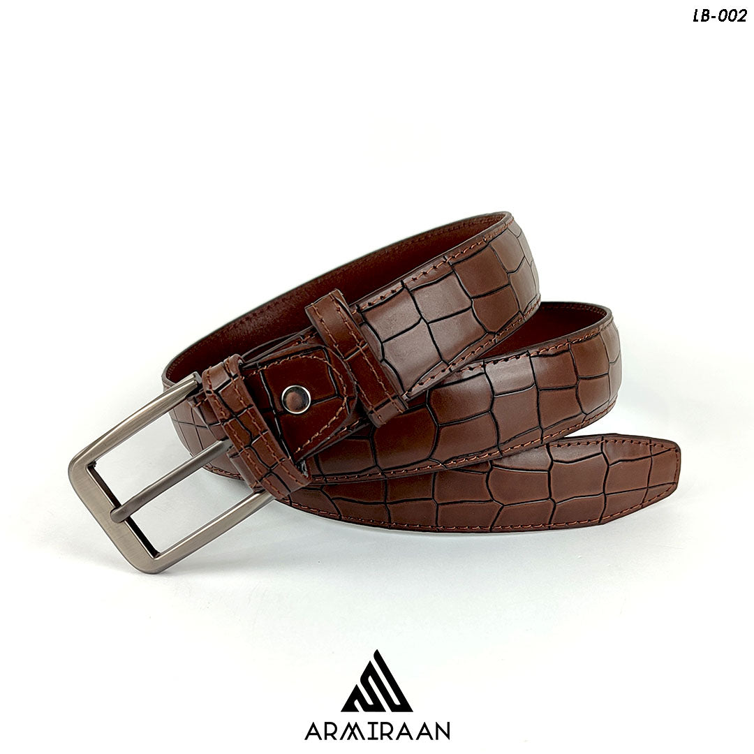Brown Crocodile Texture Leather Belt