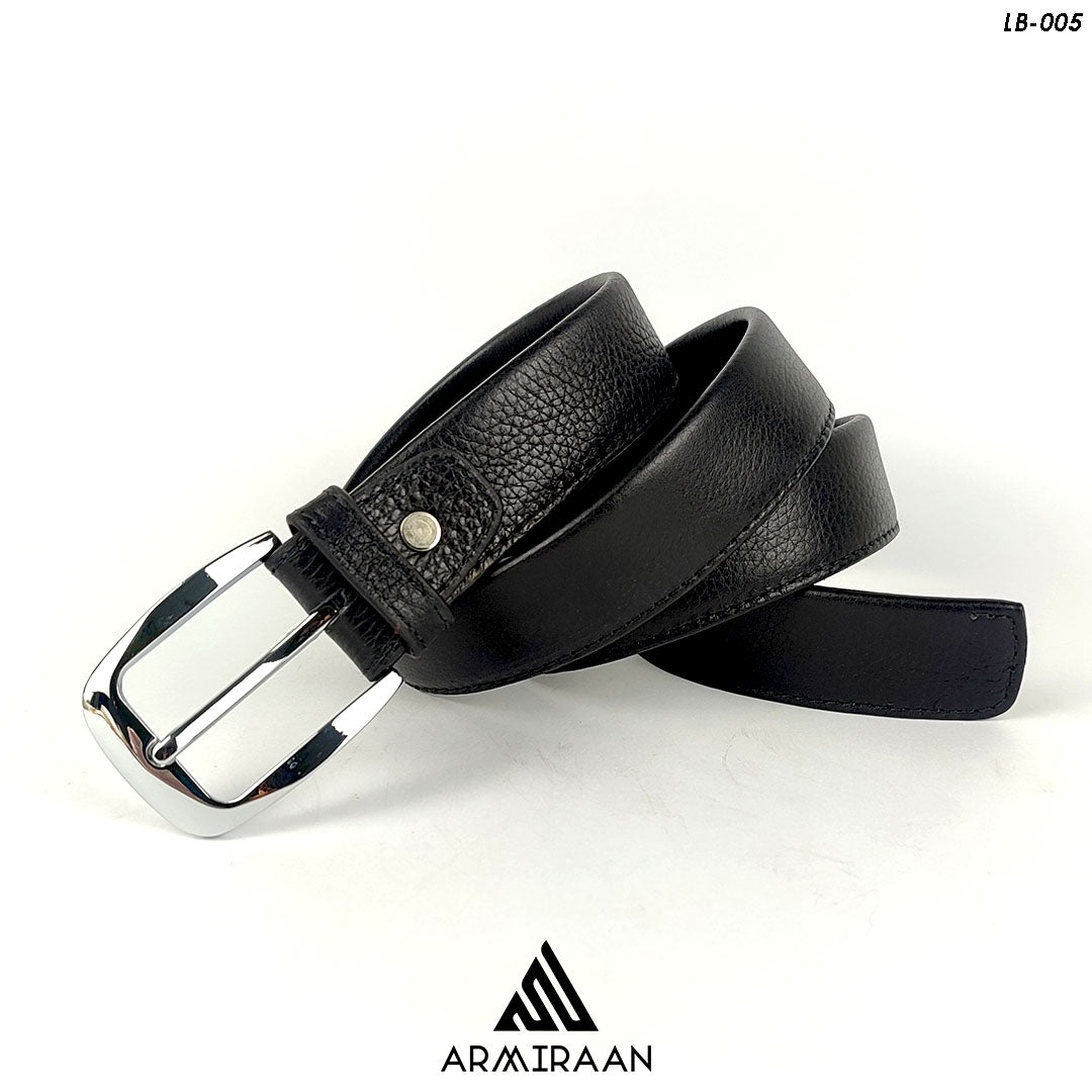 Black Textured Leather Belt