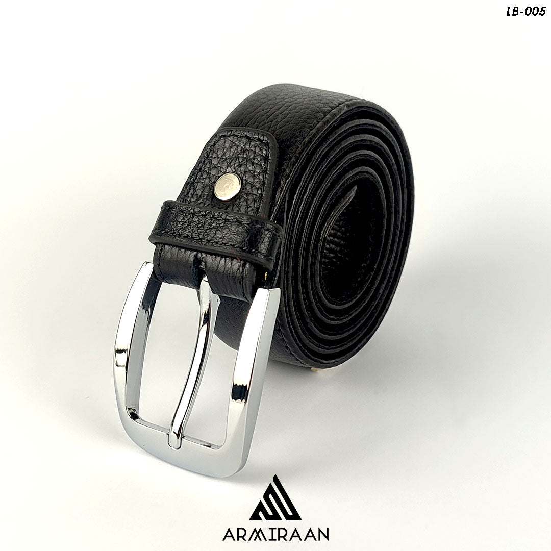 Black Textured Leather Belt