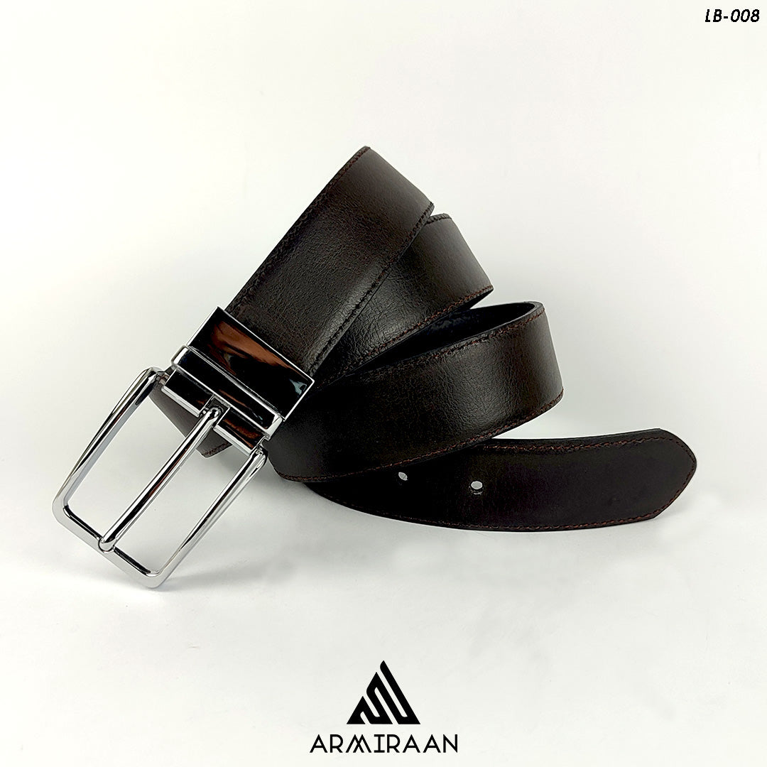 Black & Dark Brown Texture Reversible Belt