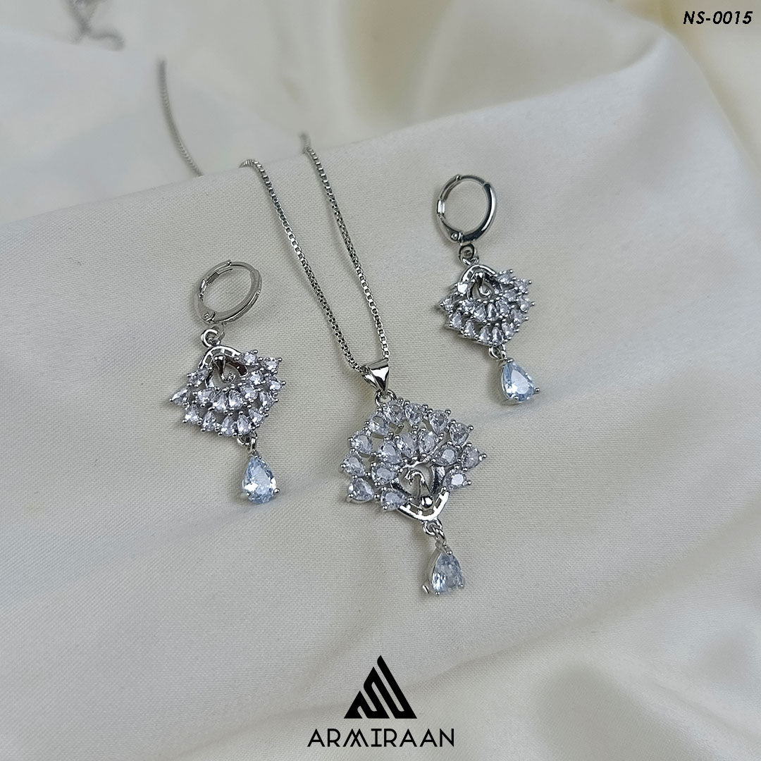 Silver Plated Zircon Stone Necklace Set