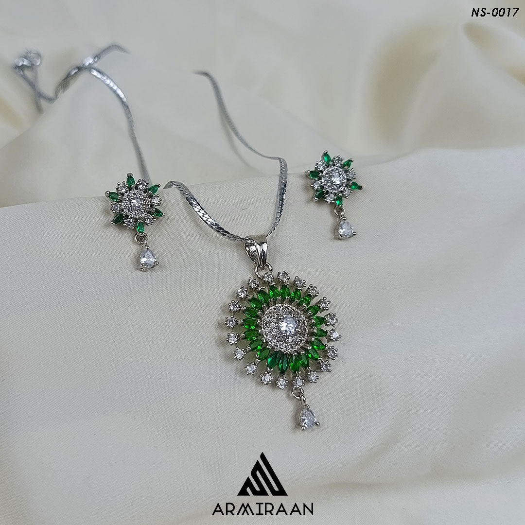 Green & White Zircon Stone Necklace Set
