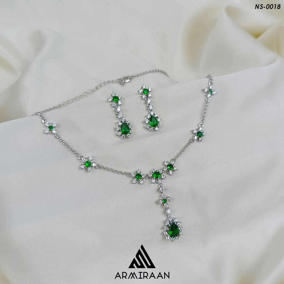 Green & White Zircon Stone Necklace Set