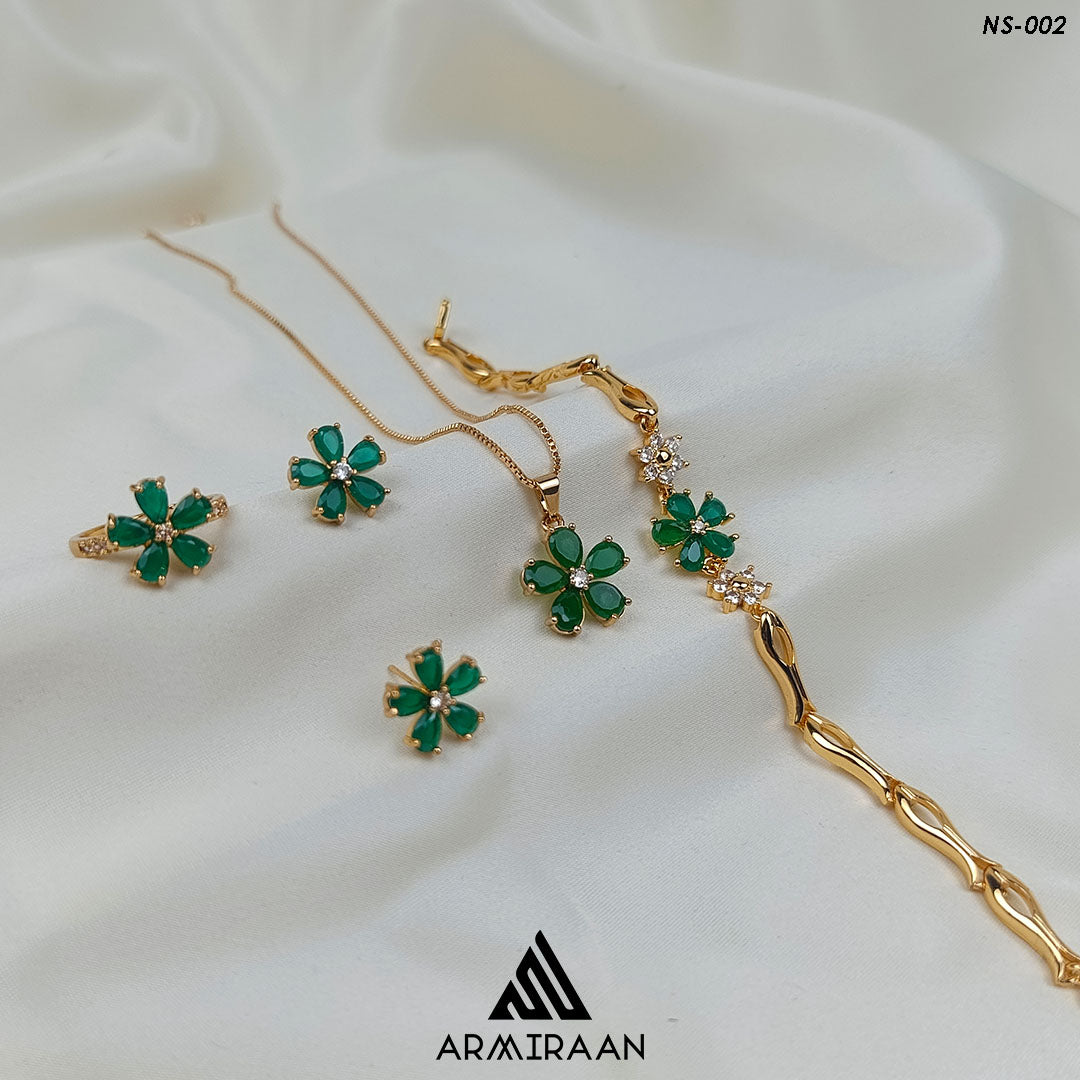 Green Zircon Stone Necklace Set