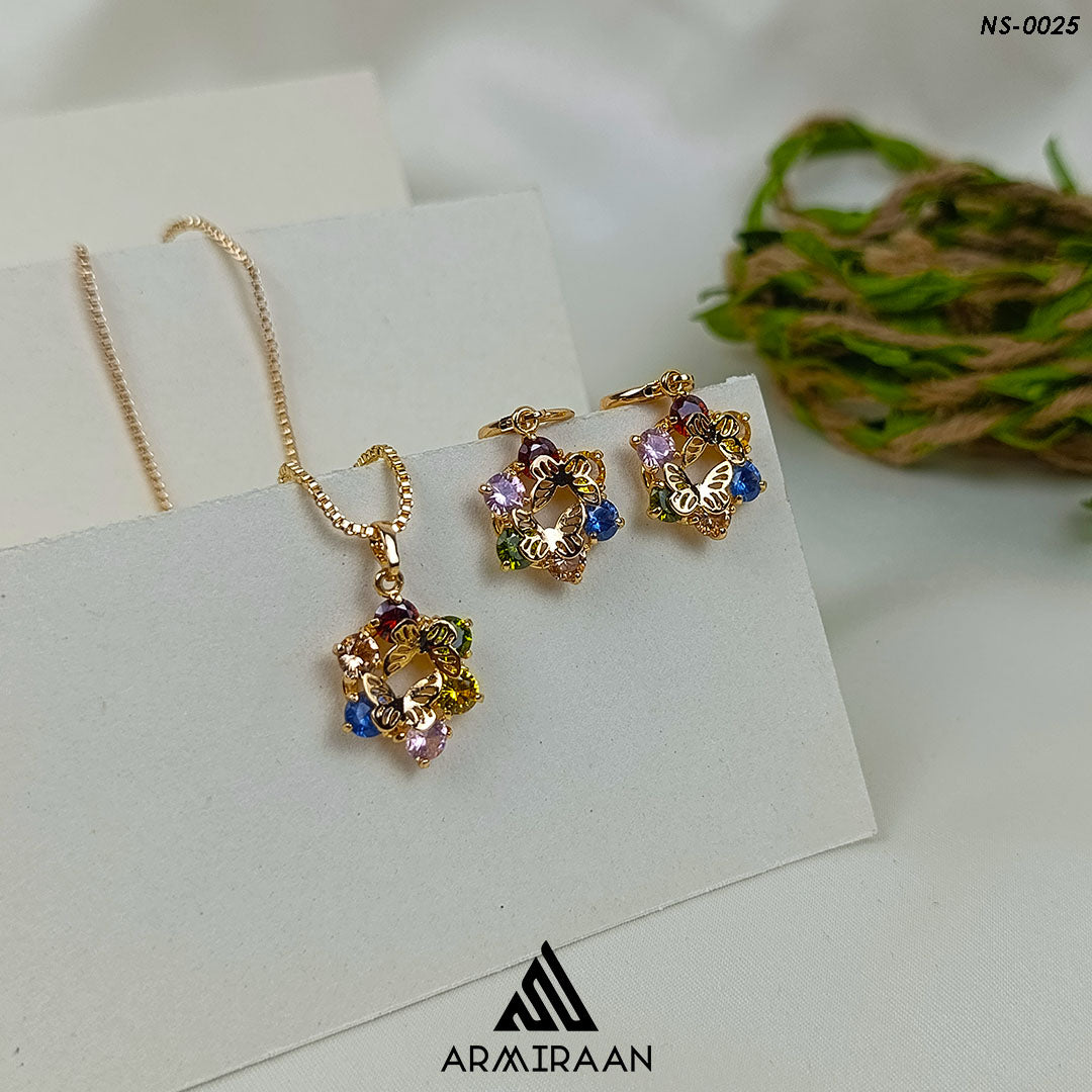 Multi Zircon Stone Necklace Set