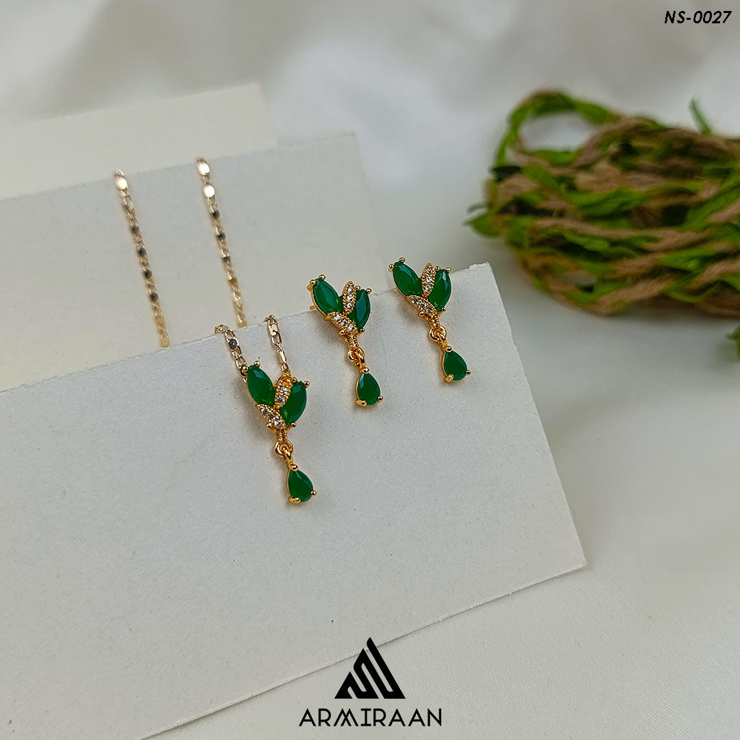 Green & White Zircon Stone Necklace Set