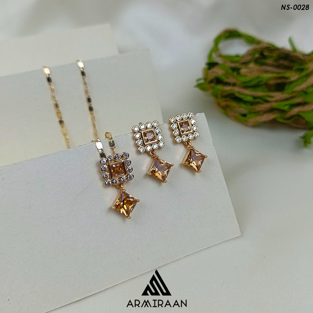 Champagne & White Zircon Stone Necklace Set