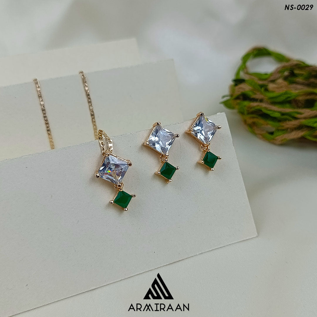 Green & White Zircon Stone Necklace Set