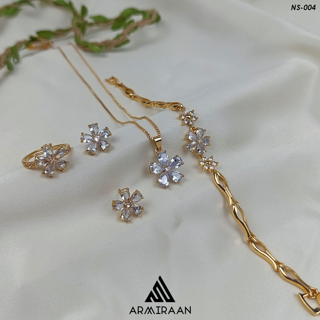 White Zircon Stone Necklace Set