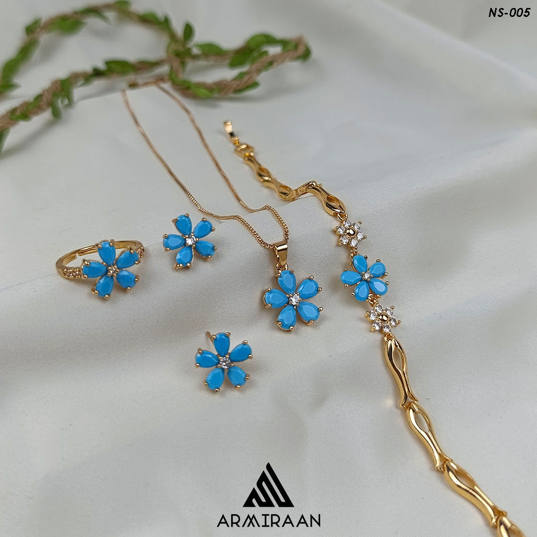 Turquoise Zircon Stone Necklace Set