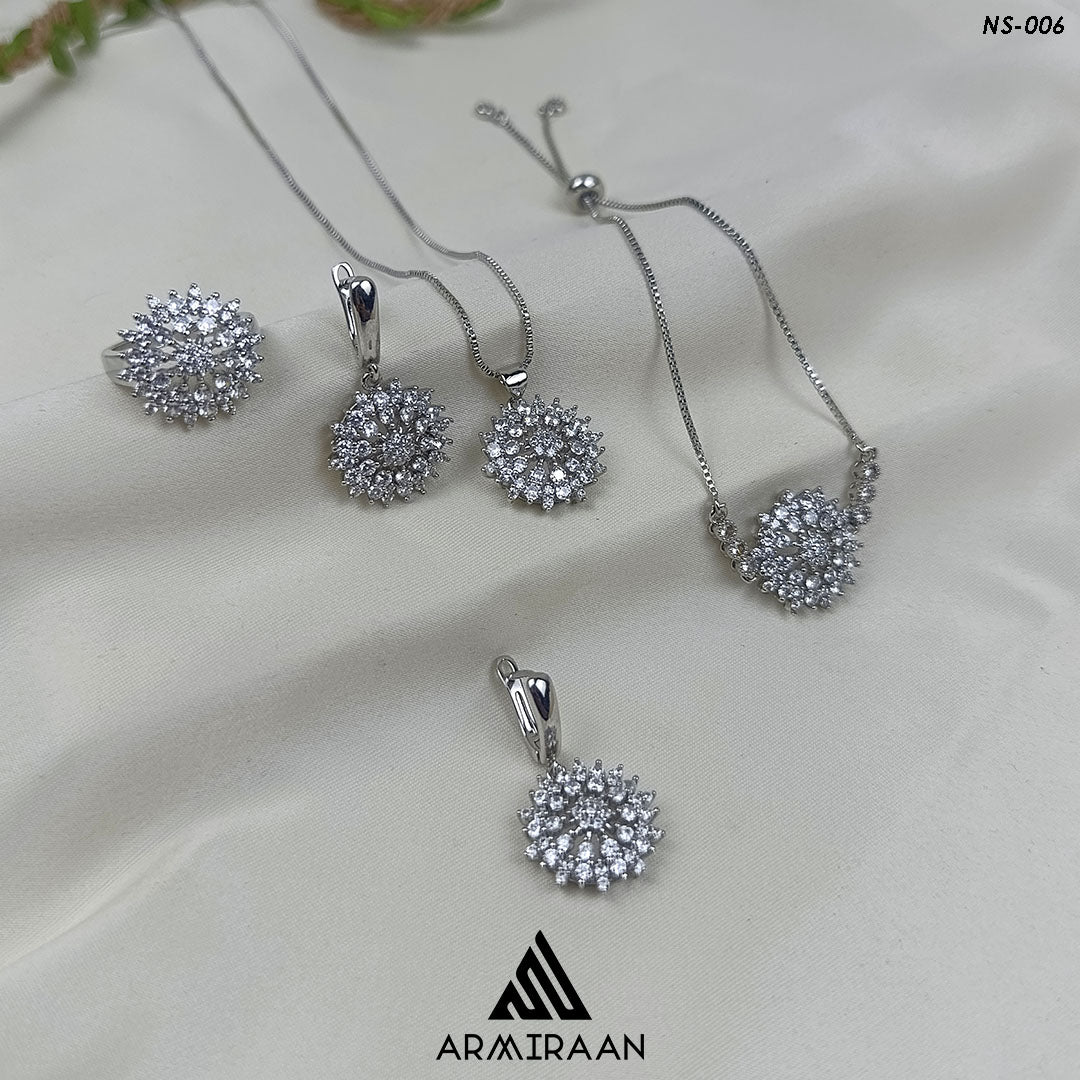 White Zircon Stone Necklace Set