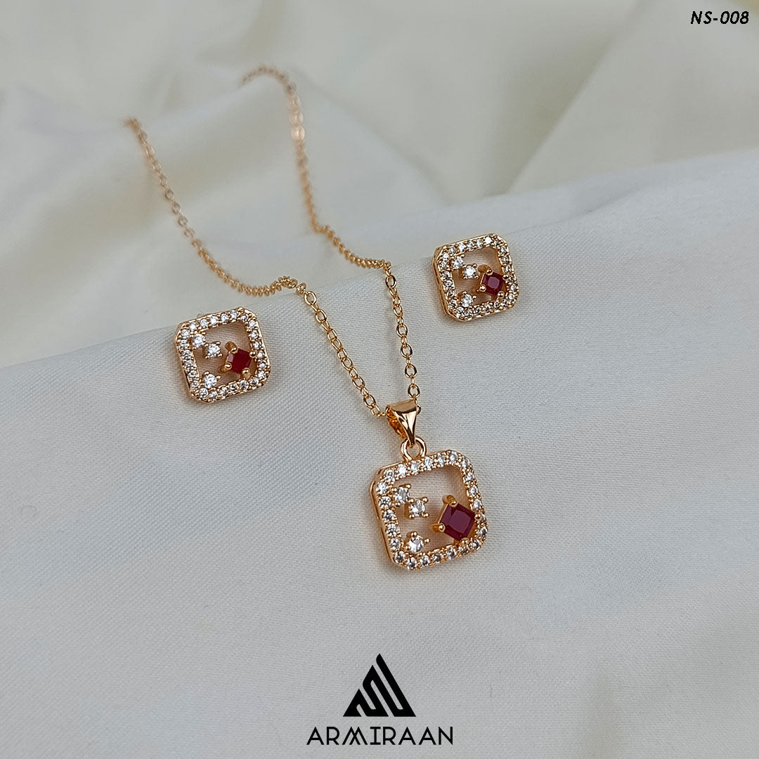 Maroon Zircon Stone Necklace Set
