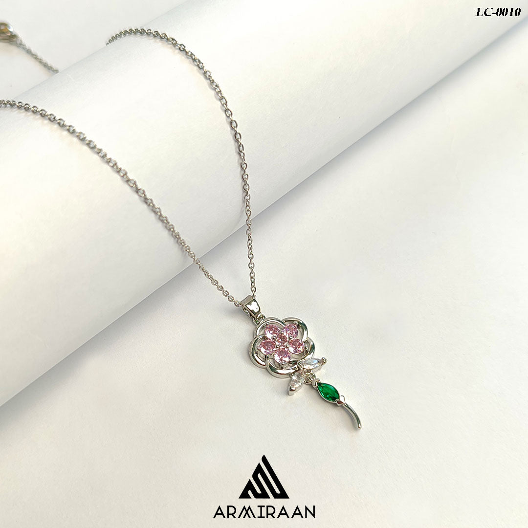 Flower Silver Plated Zircon Stone Locket