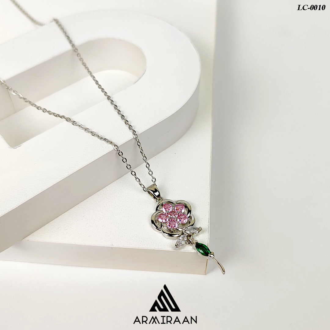 Flower Silver Plated Zircon Stone Locket